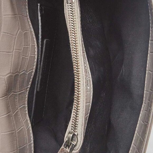 Yves Saint Laurent Grey Croc Embossed Leather Monogram Medium College Bag - Picture 9 of 12